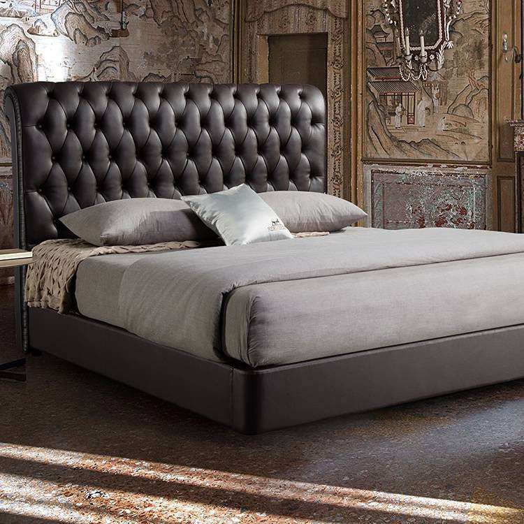 Leather Bed Frame Luxury King Size, Real Leather King Size Bed