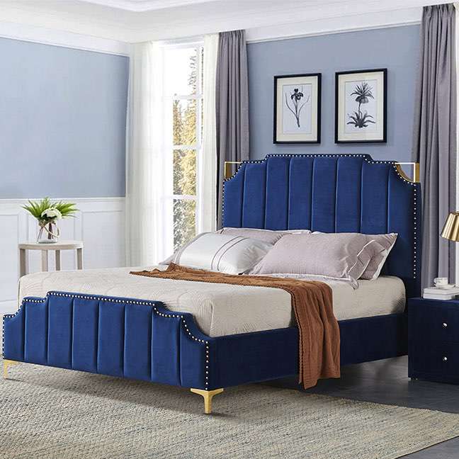 Wholesale Velvet Upholstered Bed Frame Grey Blue Black | 906