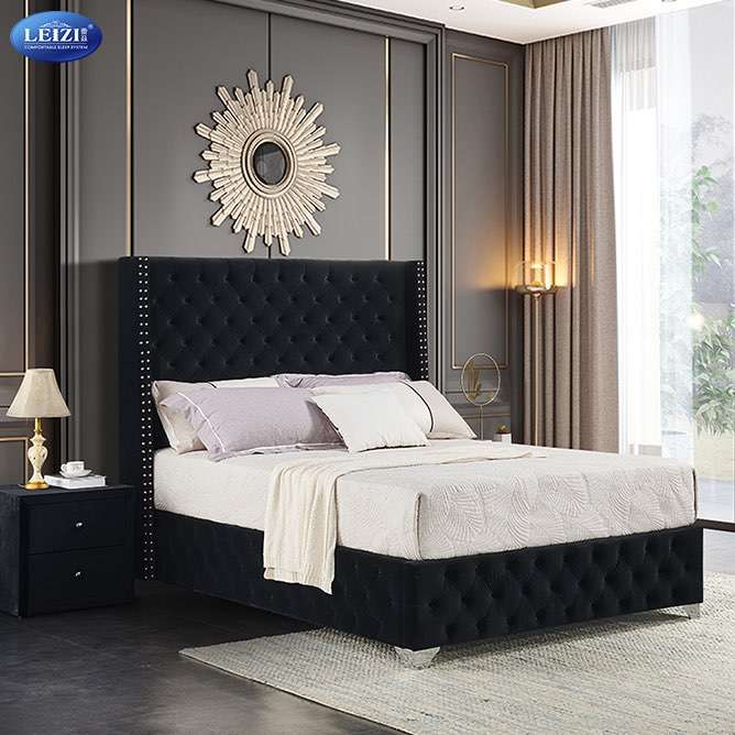 Grey Tufted Upholstered Bed Frame Manufacturers | LZ-936