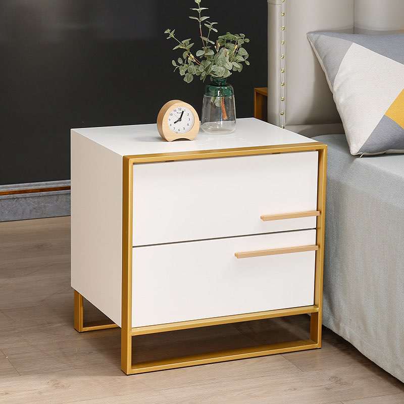 Modern Nightstand Set With Double Drawers 
