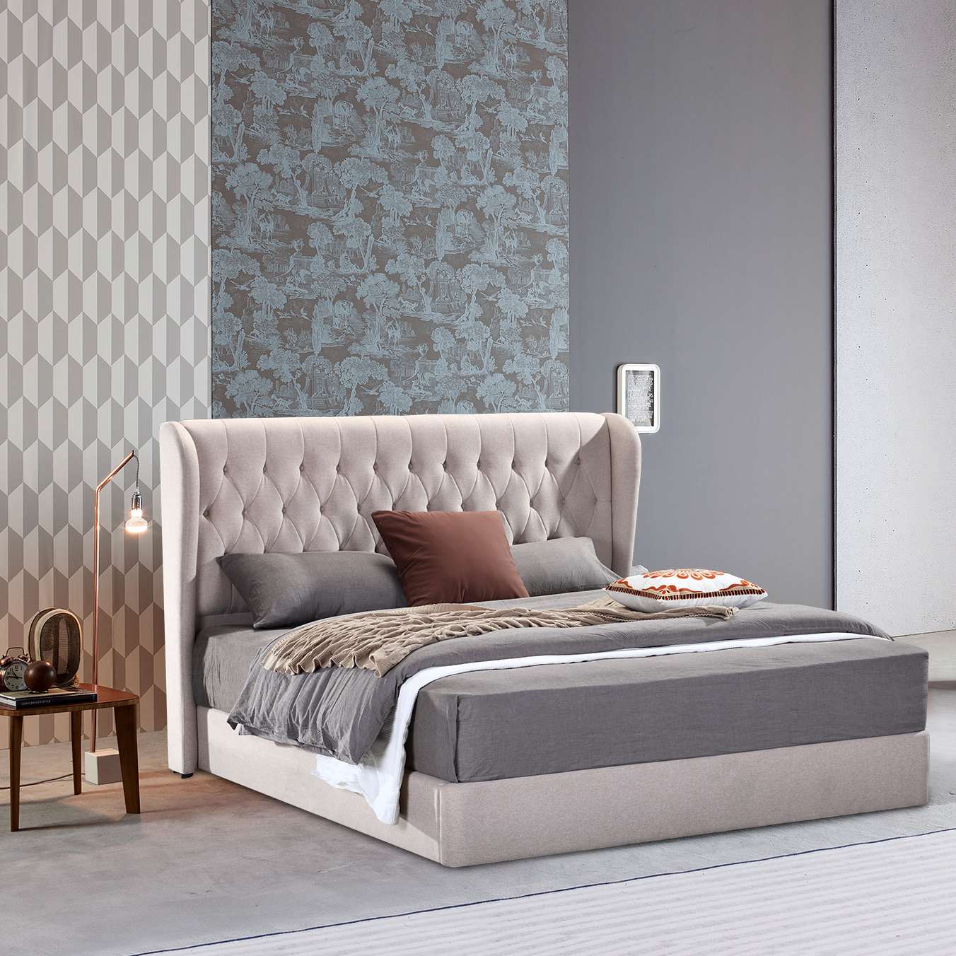 Tufted Linen Bed Frame Queen King Wholesale Minimalism | B208