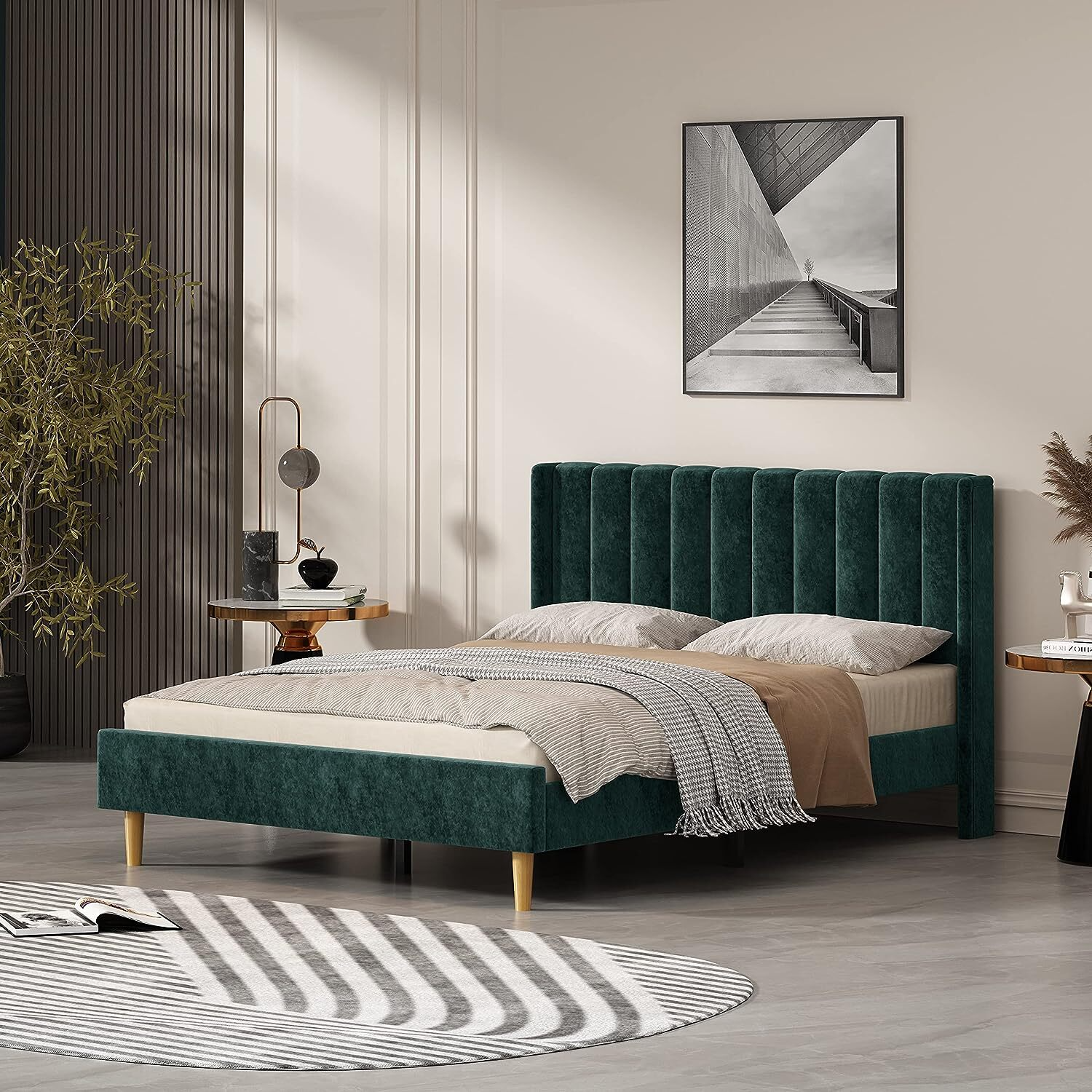 custom king size modern velvet bed